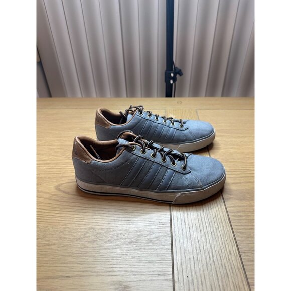 adidas Shoes - Adidas 7.5 Gray Canvas Sneakers Brown Accents Casual Stylish Footwear Mens